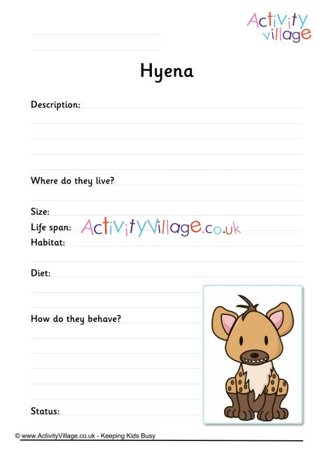 Hyena Worksheet