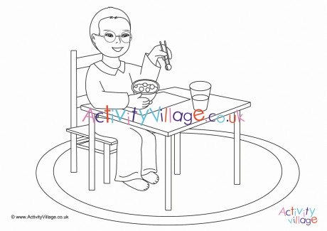 I Eat Breakfast Colouring Page