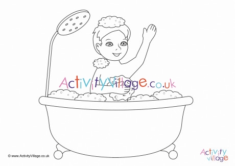 I Have A Bath Colouring Page 