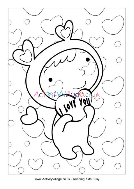 I Love You Cherub colouring page