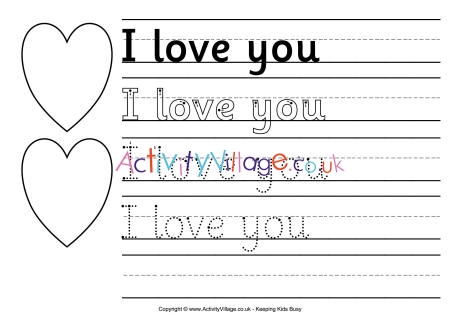 I love you handwriting worksheet