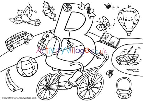 I Spy Alphabet Colouring Page B