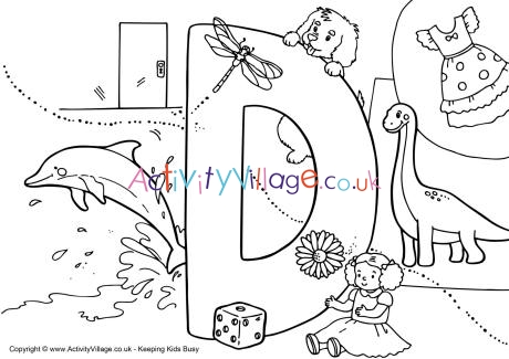 I Spy Alphabet Colouring Page D