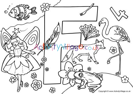 I Spy Alphabet colouring page F