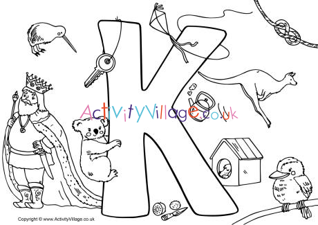 I Spy Alphabet colouring page k