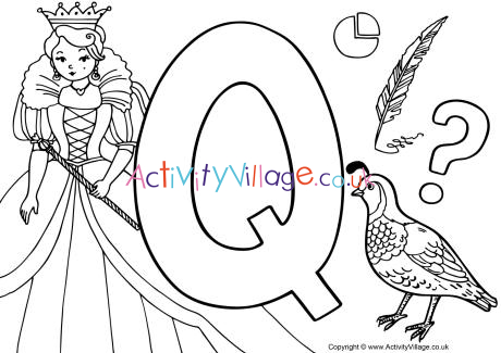 I Spy Alphabet colouring page Q