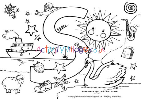 I Spy Alphabet colouring page S