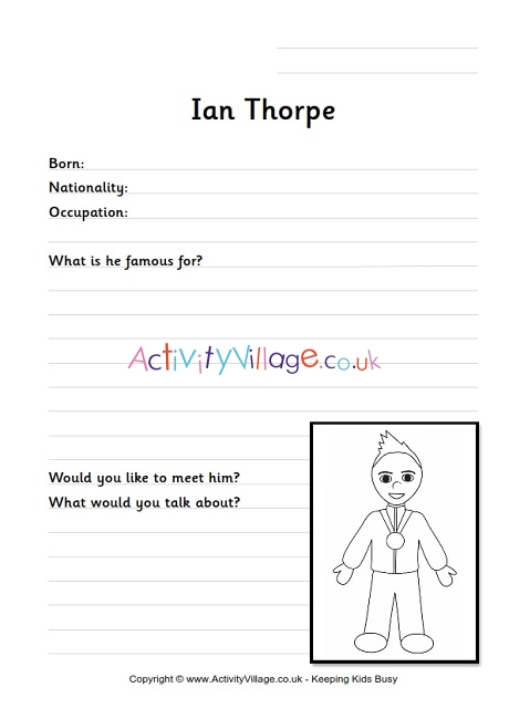 Ian Thorpe worksheet 