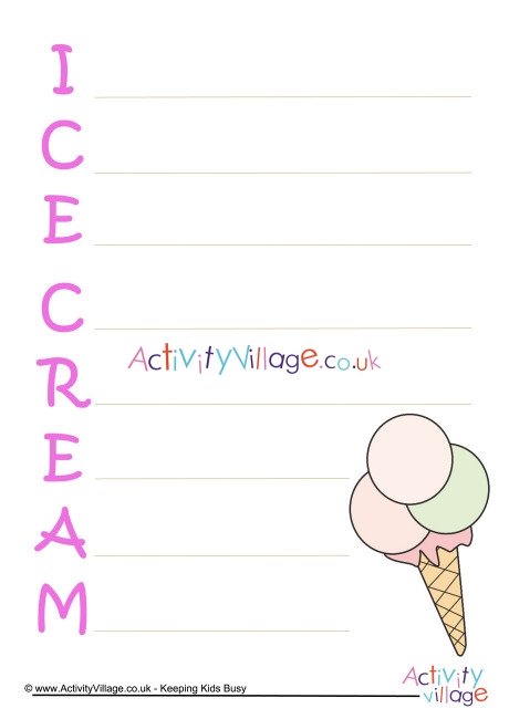 Ice cream acrostic poem printable