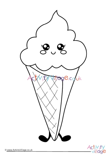 Ice Cream Cone Colouring Page