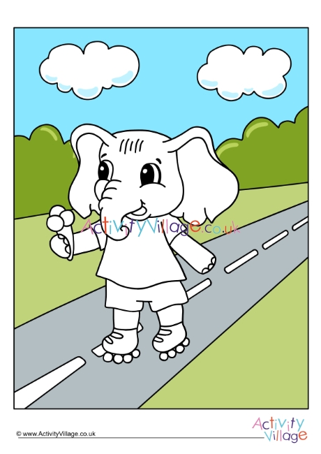 Ice Cream Elephant Colour Pop Colouring Page