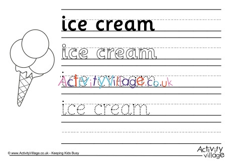 Ice cream handwriting worksheet
