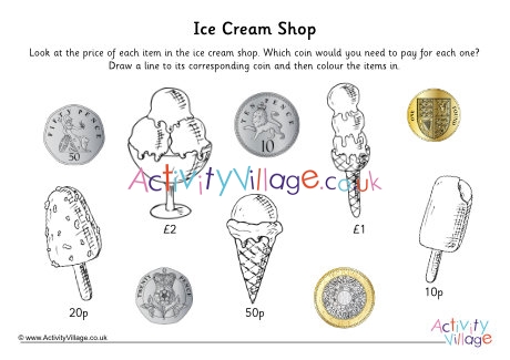Ice cream shop match coins