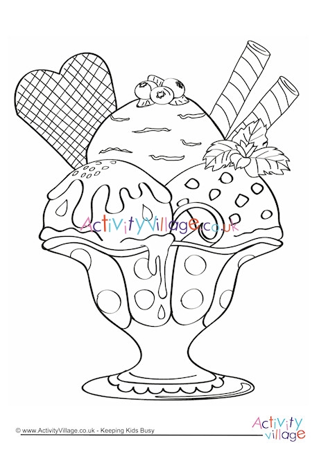 Ice Cream Sundae Colouring Page