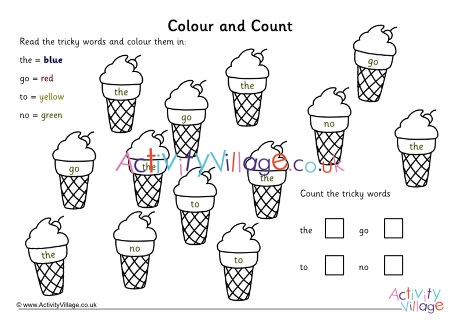 Ice cream tricky words colour and count