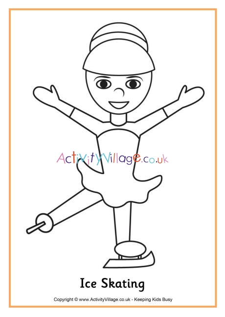 Ice skating colouring page