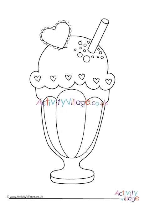Icecream sundae colouring page