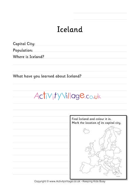 Iceland Fact Worksheet