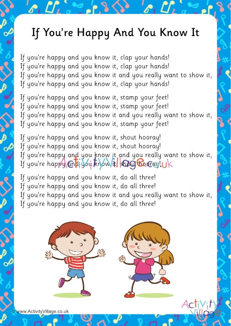 If You're Happy And You Know It Song Lyrics Printable