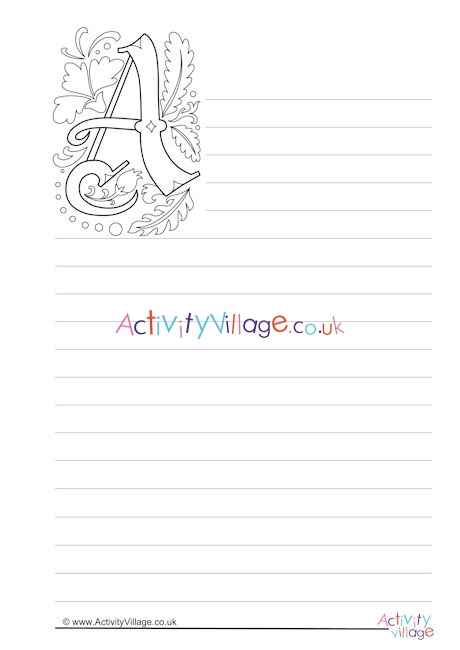 Illuminated Letter A Writing Paper
