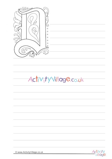 Illuminated Letter D Writing Paper