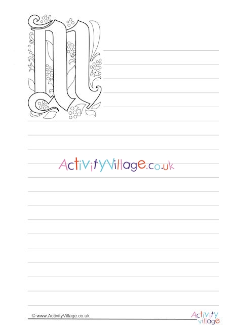 Illuminated Letter M Writing Paper 