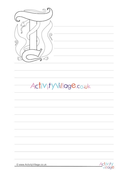 Illuminated Letter T Writing Paper