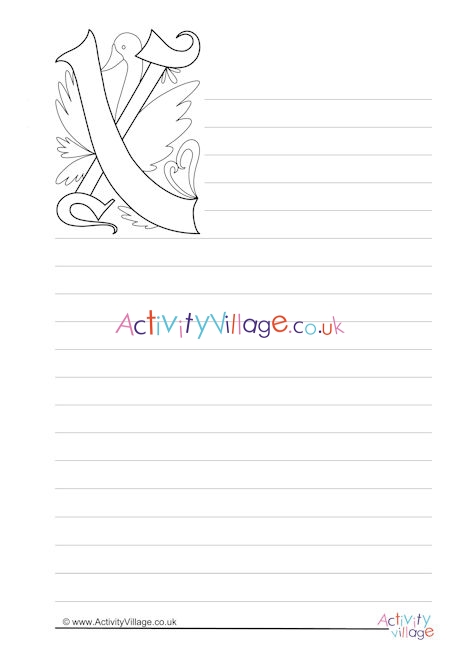 Illuminated Letter X Writing Paper