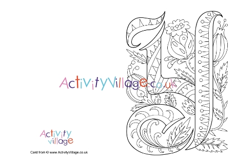 Illuminated letter Y colouring card