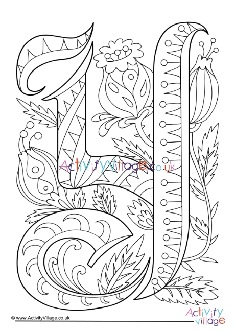 Illuminated letter Y colouring page