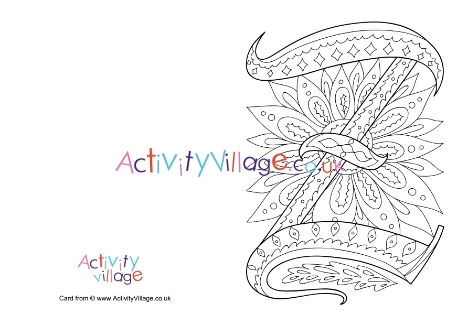 Illuminated letter Z colouring card