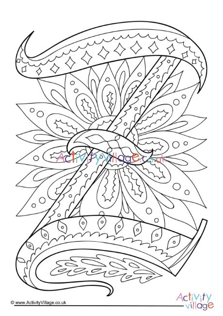 Illuminated letter Z colouring page