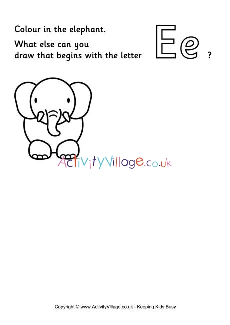 Imagination Alphabet Colouring Page E