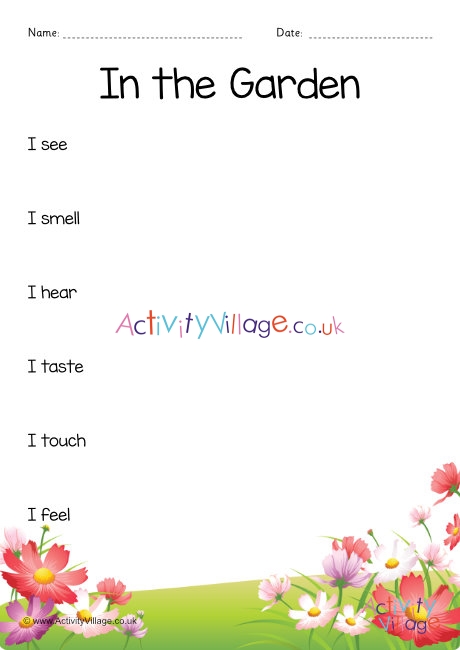 In the garden sensory poem planning sheet