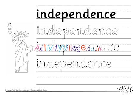 Independence Handwriting Worksheet