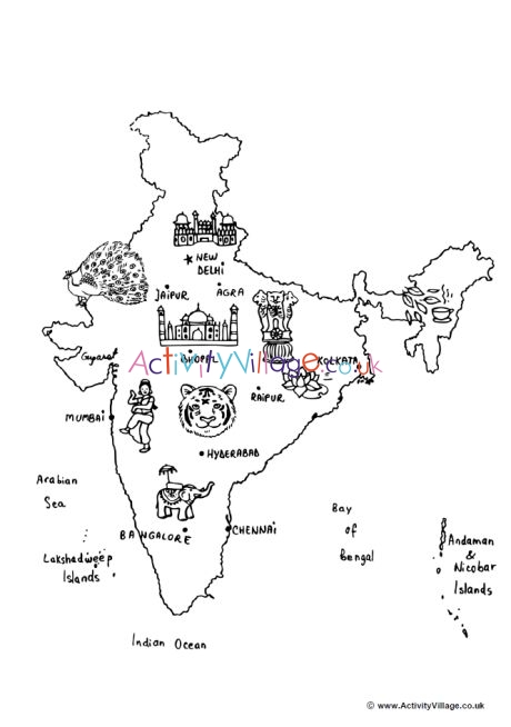 India Map colouring page