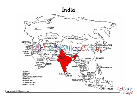 India On Map Of Asia