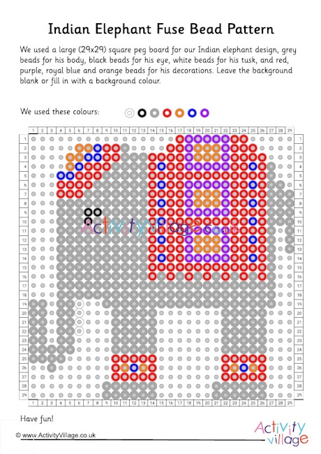 Indian Elephant Fuse Bead Pattern