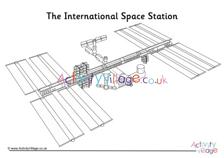 International Space Station Colouring Page