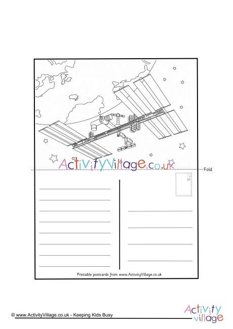 International Space Station Colouring Postcard