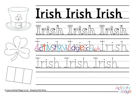 Irish Handwriting Worksheet