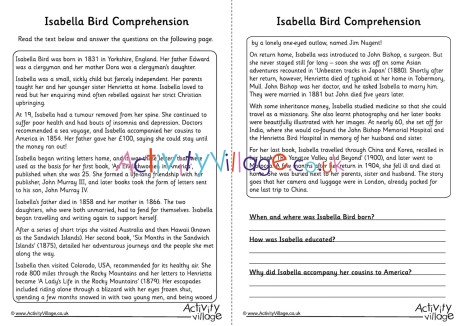 Isabella Bird Comprehension