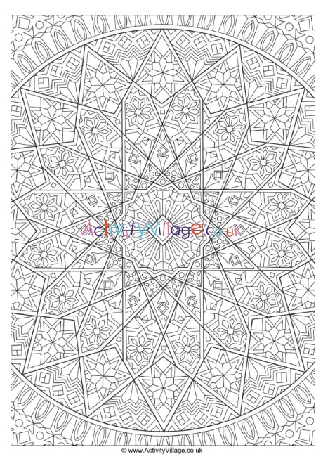 Islamic design colouring page 1