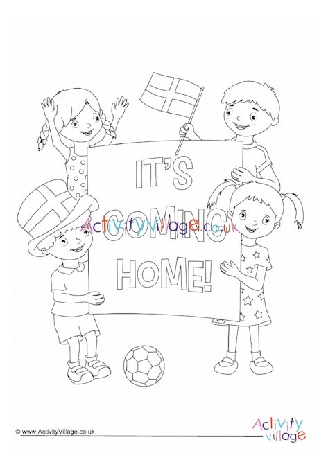 It's coming home colouring page