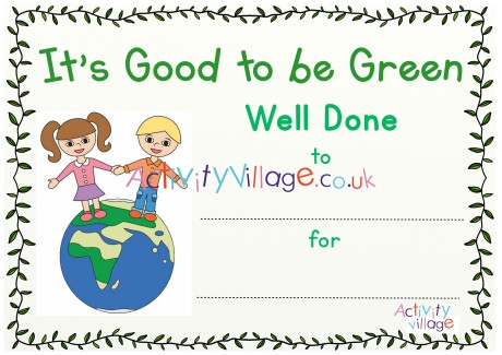 It's Good to be Green Certificate