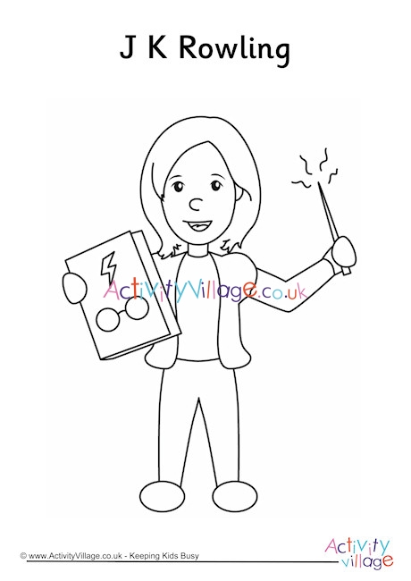 JK Rowling Colouring Page