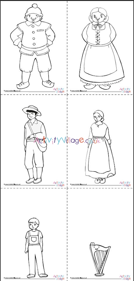 Jack and the Beanstalk characters colouring pages