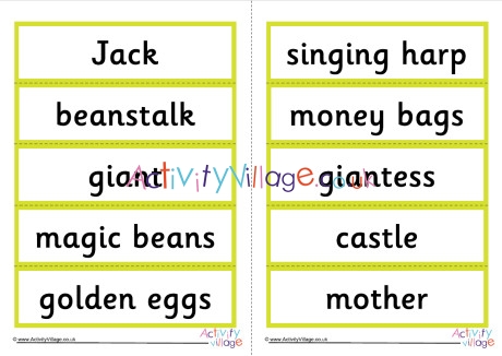 Jack And The Beanstalk Word Cards