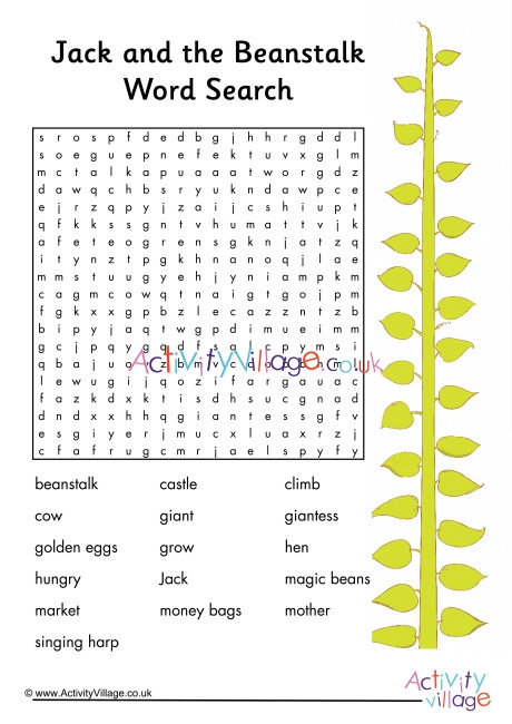 Jack And The Beanstalk Word Search