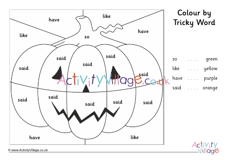 Jack O' Lantern colour by Phase Four tricky word